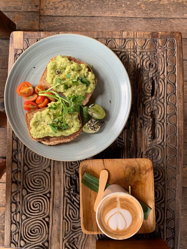  Breakfast cafe with coffee and avocado toast
