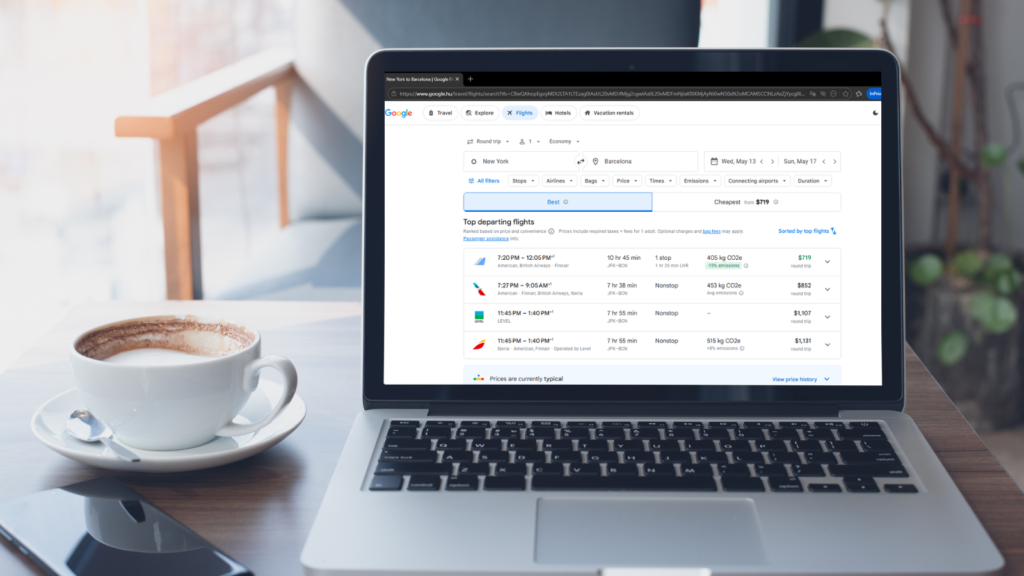 A laptop showing How to find cheap flights in 2026