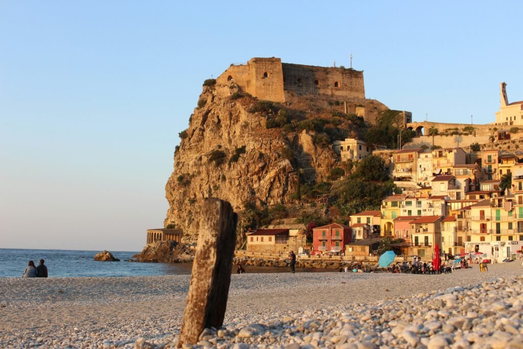 Chianalea fishing village in Scilla with colorful houses built right on the water's edge