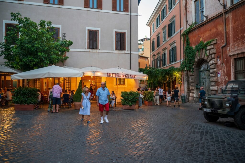 Trastevere street in Rome for the final evening of a 3-day itinerary