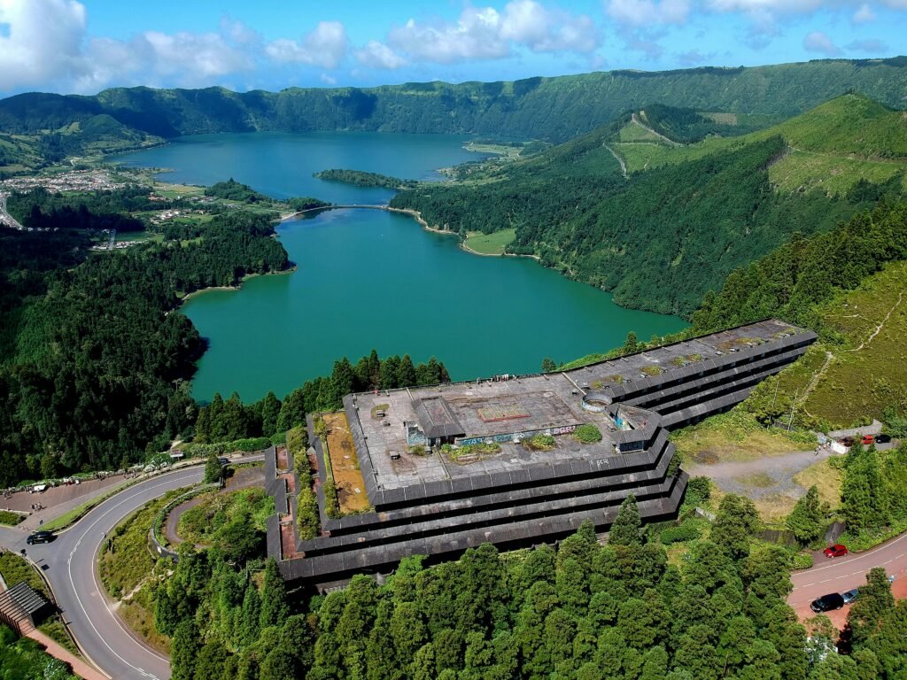 Sete Cidades blue and green crater lakes on Sao Miguel in the Azores