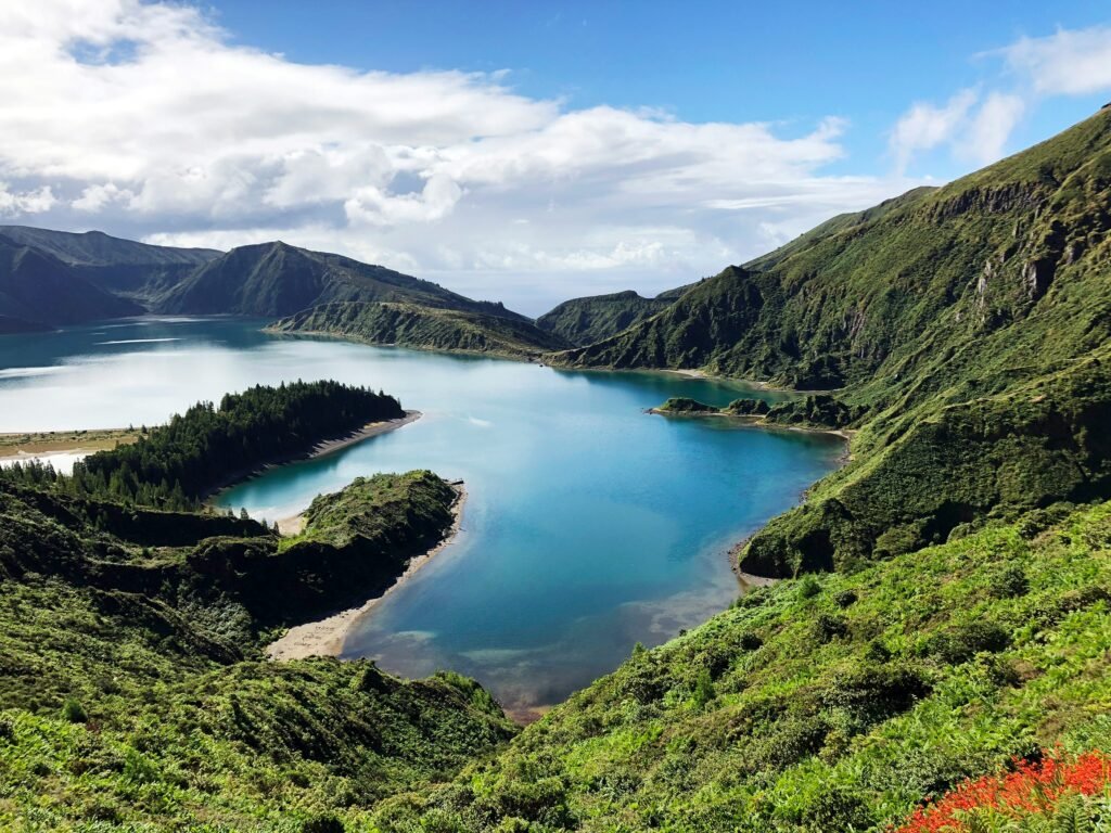 Caldeira Velha thermal pool surrounded by forest on Sao Miguel