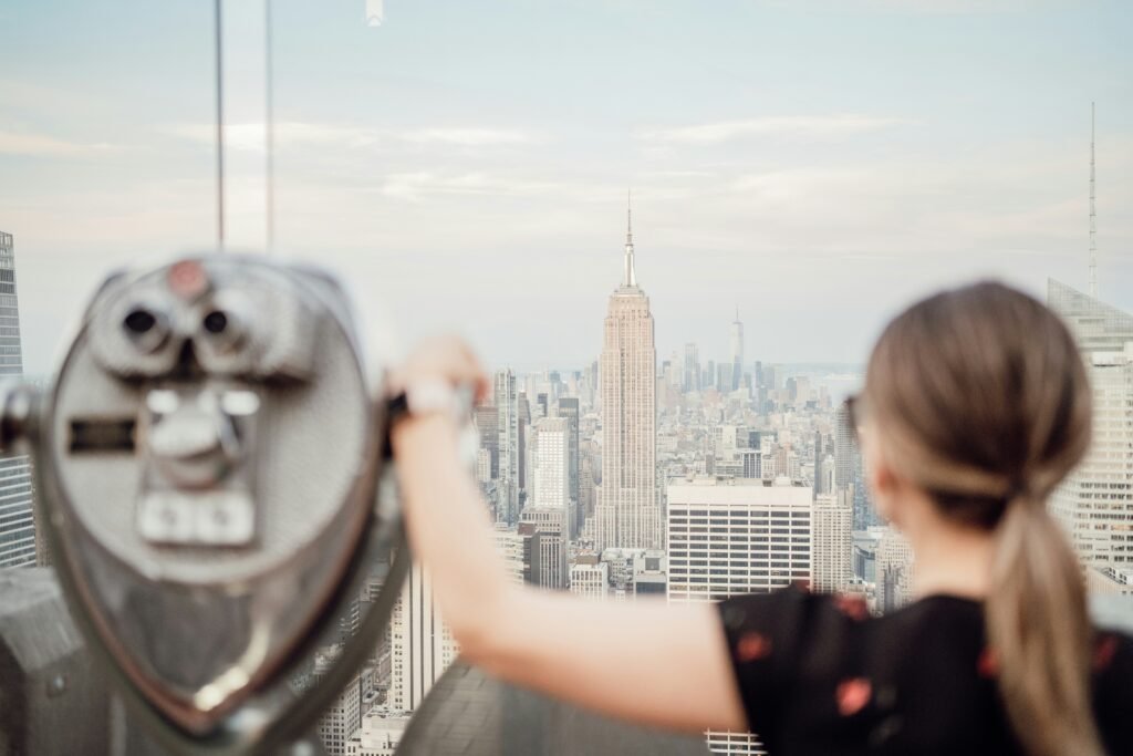 Empire State Building seen from Top of the Rock observation deck in New York