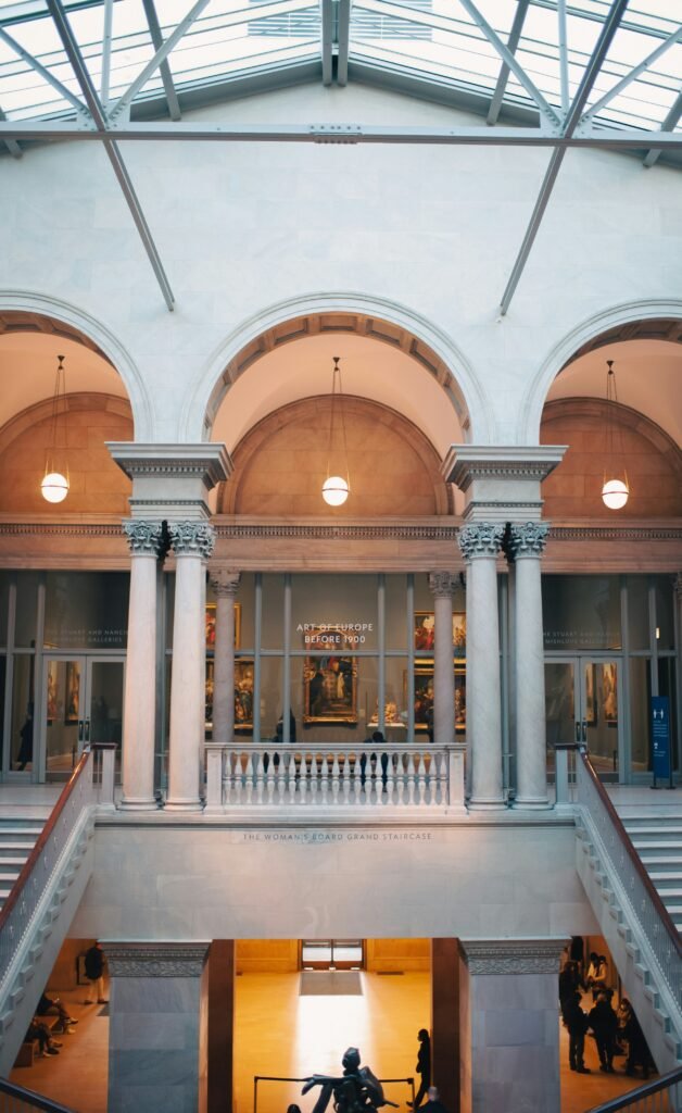 Interior staircase and galleries inside the Art Institute of Chicago