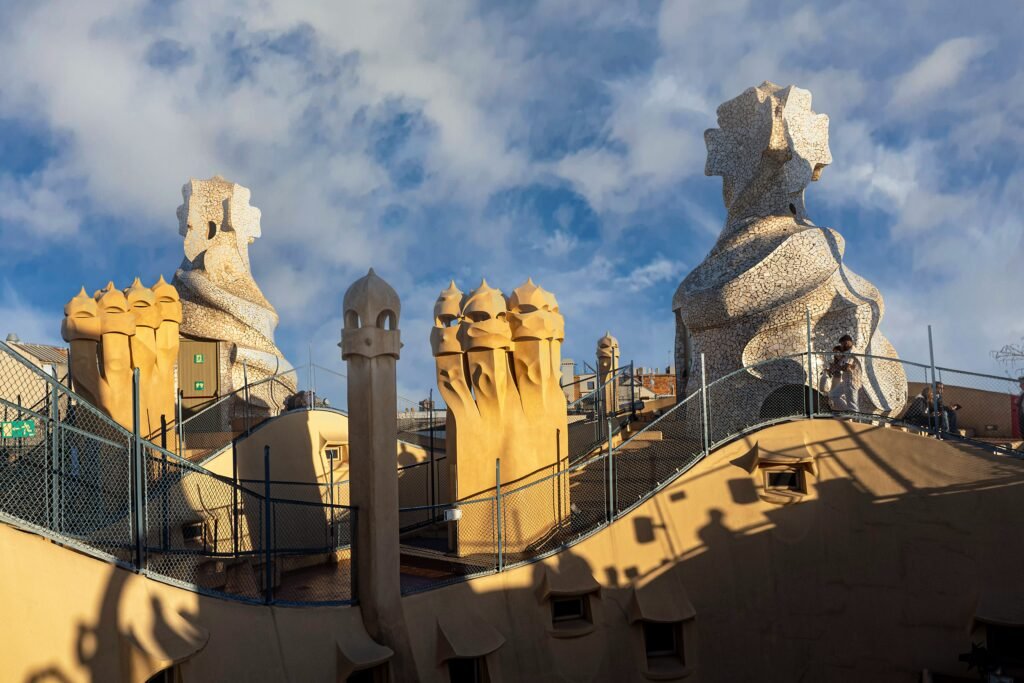 Casa Milà La Pedrera rooftop chimneys in Barcelona
